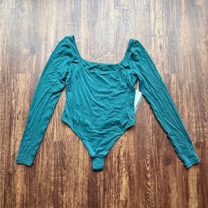 NWT Lululemon Teal Wundermost Nulu Square Neck Long Sleeve Thong Bodysuit-Size S
